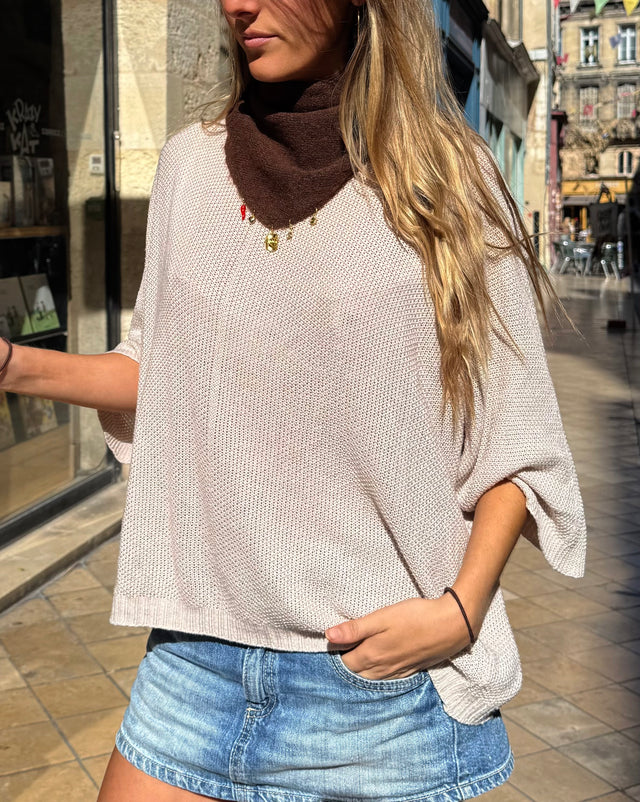 Foulard bandana en maille chocolat avec charms, Chocolat 5