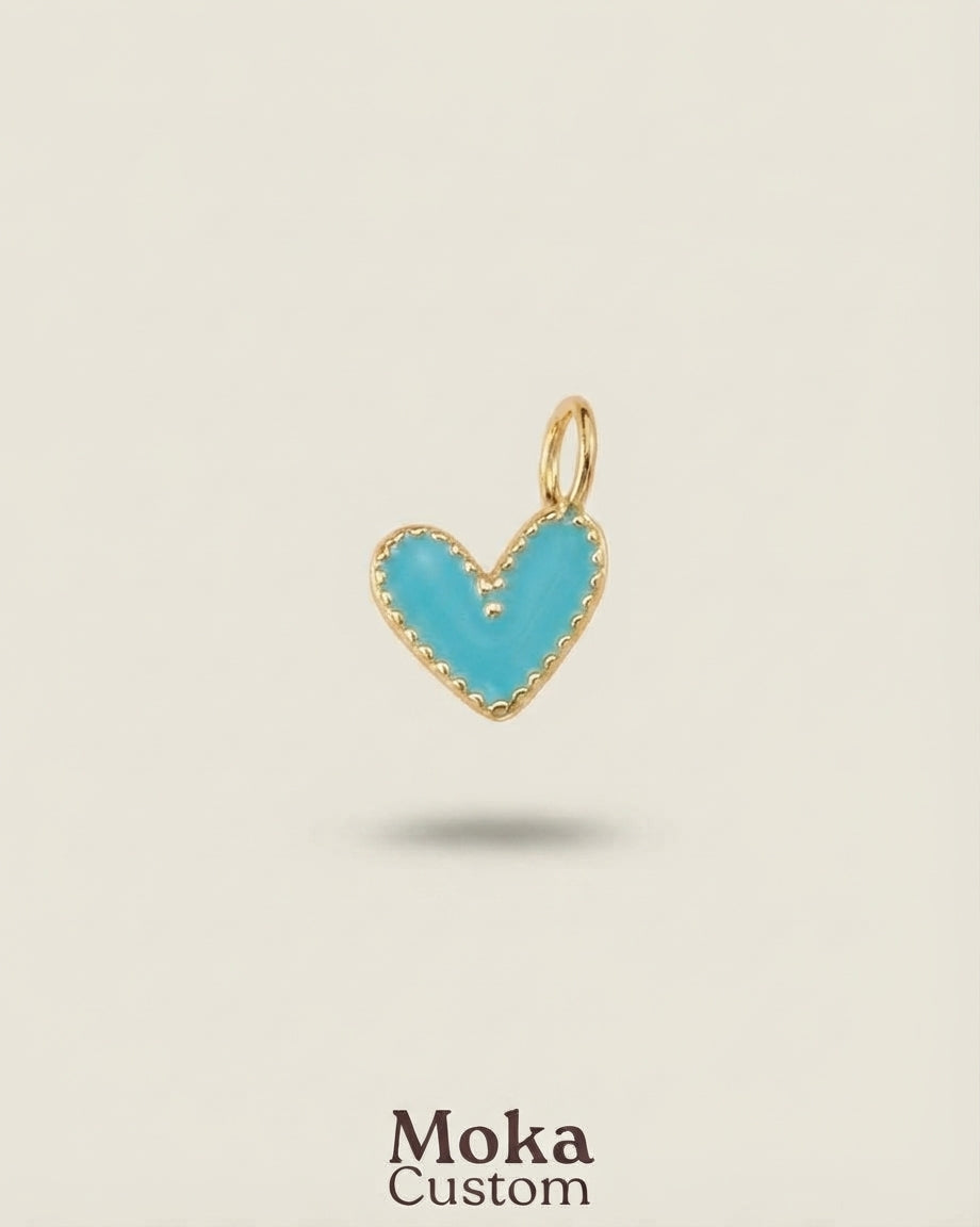 Charm cœur turquoise pour bandana personnalisable