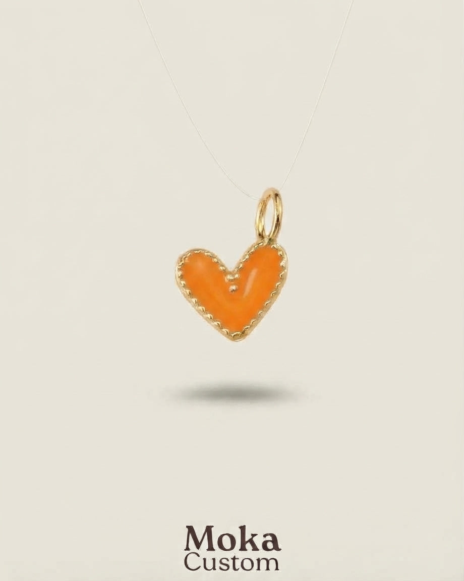 Charm cœur orange pour bandana personnalisable