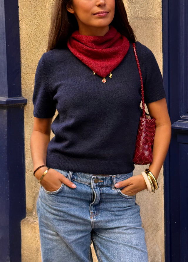 Foulard bandana en maille bordeaux avec charms, Bordeaux 2