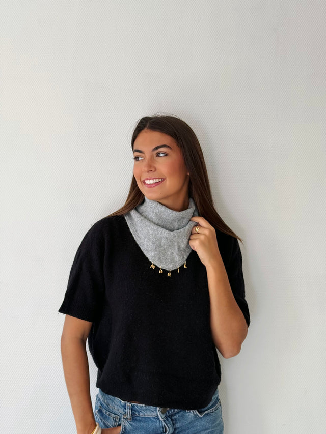 Foulard bandana en maille gris avec charms, Gris 5
