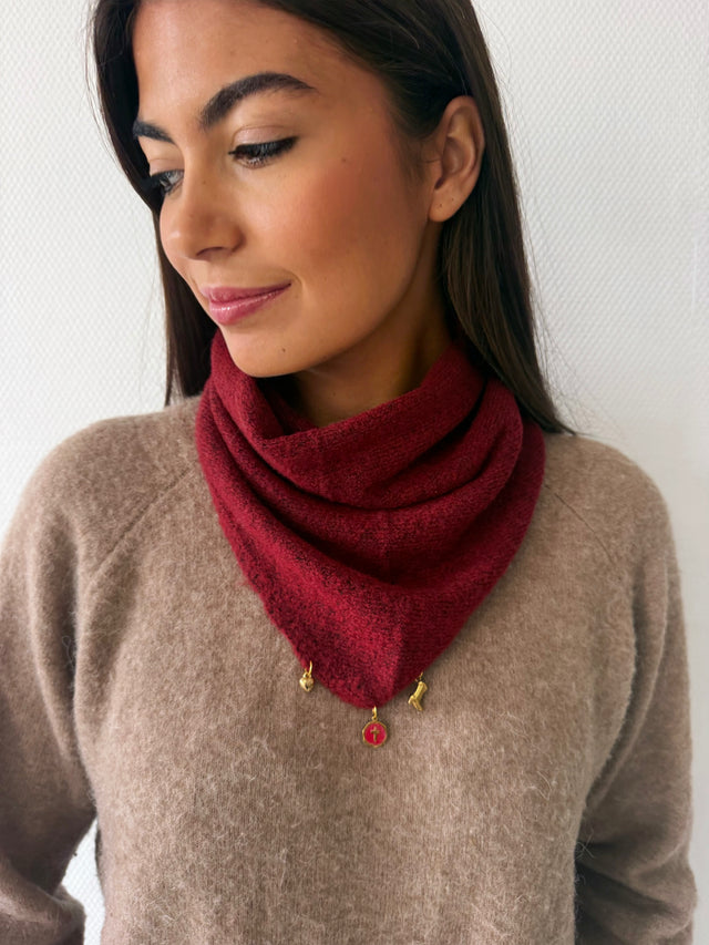 Foulard bandana en maille bordeaux avec charms, Bordeaux 1