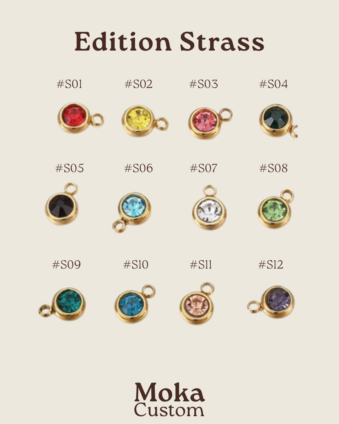 Charms strass pour bandana personnalisable, Moka Custom