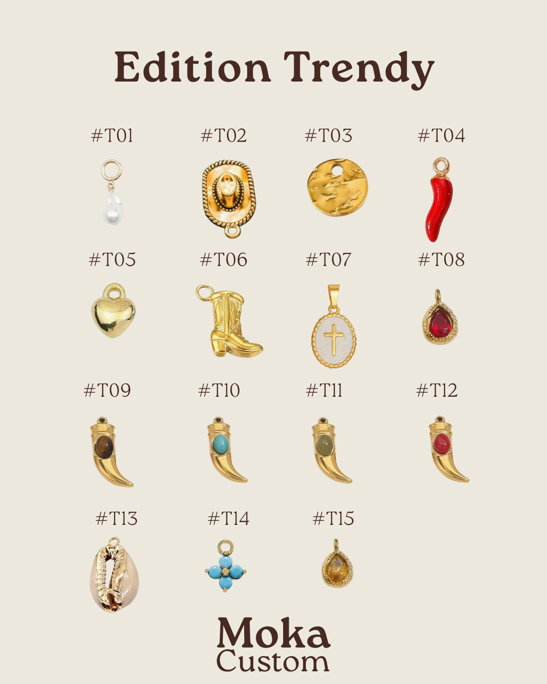 Charms trendy pour bandana personnalisable, Moka Custom
