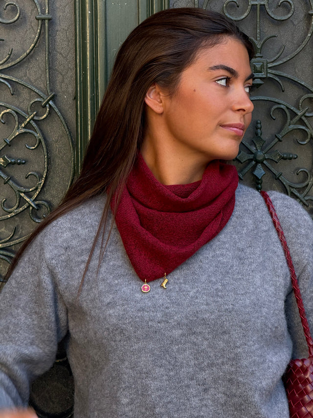 Foulard bandana en maille bordeaux avec charms, Bordeaux 3